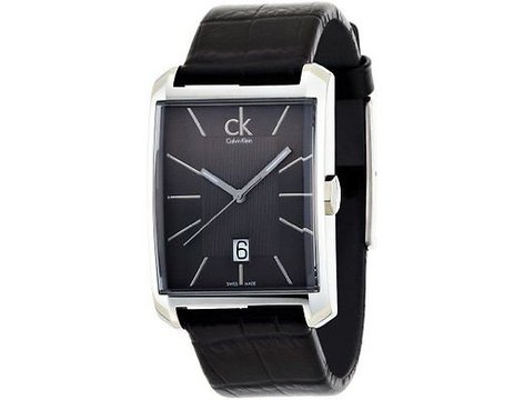 Calvin Klein Window men's watch with square-shaped black dial and date display