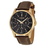 Citizen Dress Eco-Drive Black Dial Brown Leather Men's Watch BU2013-08E - The Watches Men & Co