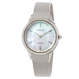 Citizen L Series Eco-Drive Mother of Pearl Dial Ladies Watch EM1150-86D - The Watches Men & Co