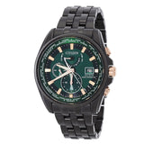 Citizen Perpetual Alarm World Time Eco-Drive GMT Green Dial Men's Watch AT9128-87X - The Watches Men & Co