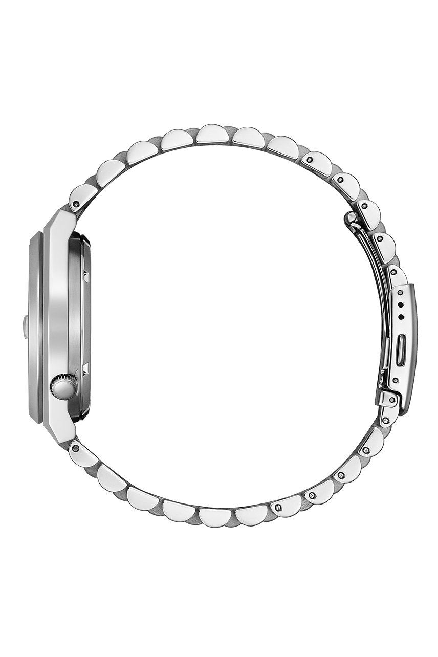 Side view of Citizen Tsuyosa Automatic stainless steel bracelet and case