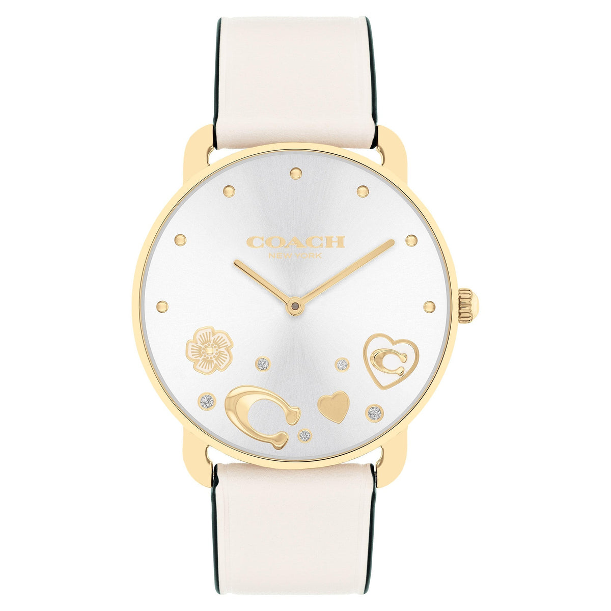 Coach Chalk Leather Women's Watch with gold-tone case and white dial