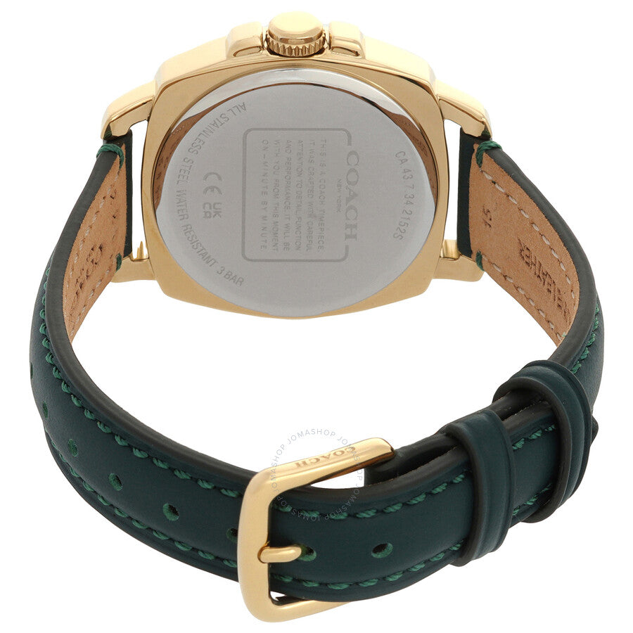 Coach Boyfriend watch case back with warranty and product details visible