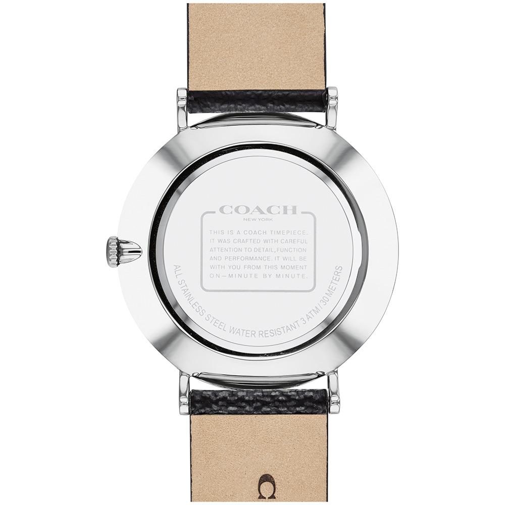 Coach Charles watch caseback with engraved Coach branding and watch specifications