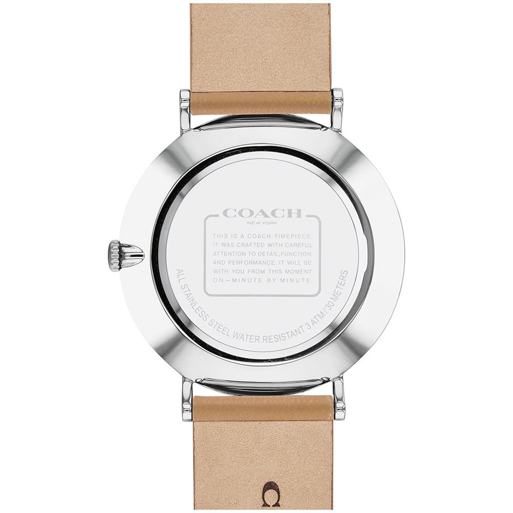Coach Charles Classic watch caseback with engraved text and water resistance information