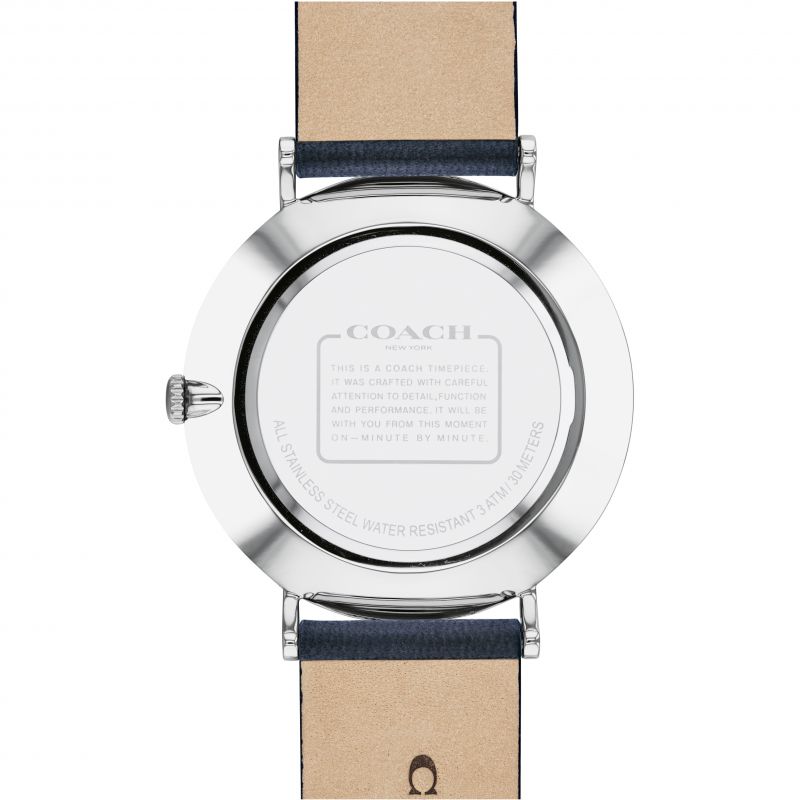 Coach Charles watch caseback showing stainless steel case back with engraved branding