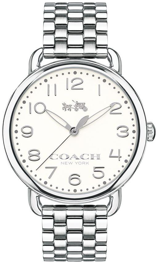 Coach Delancey women's watch with white dial and silver steel bracelet strap