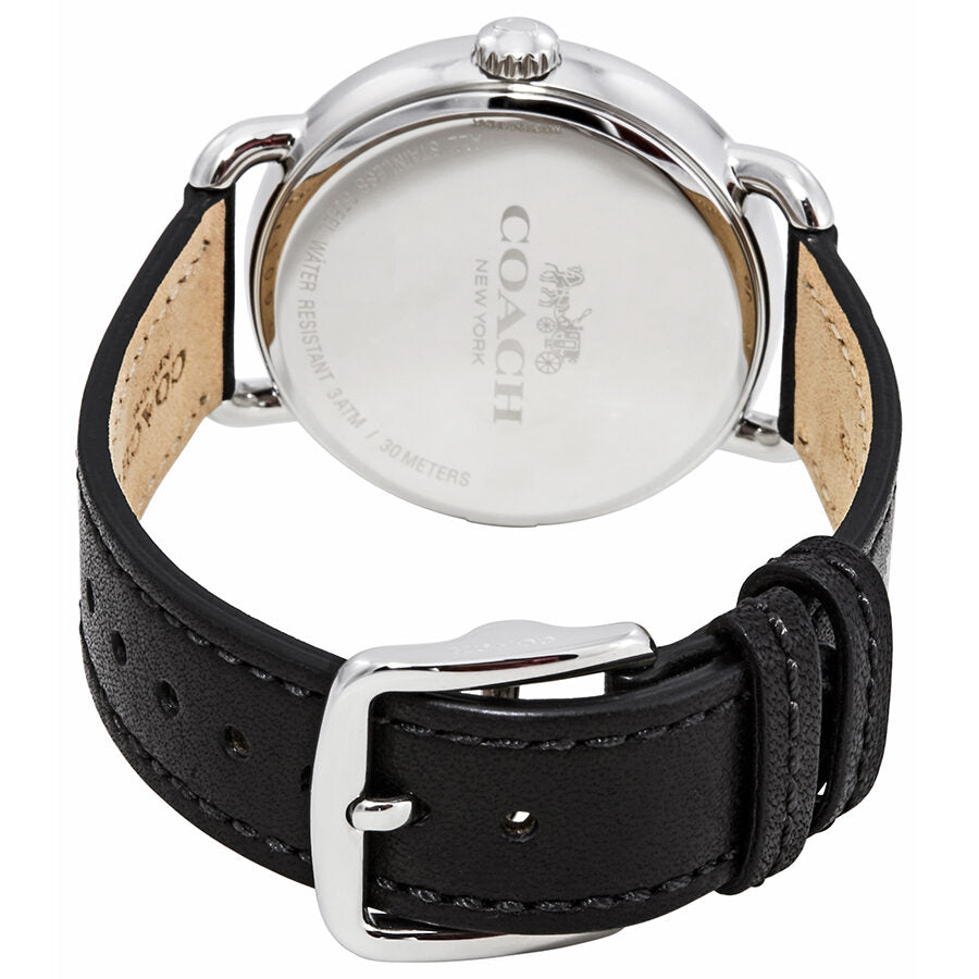Coach Delancey watch caseback showing engraved Coach logo and case details