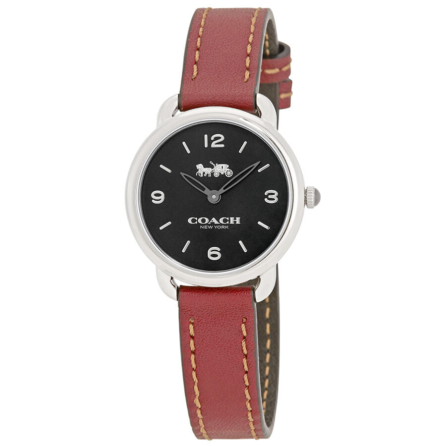 Coach Delancey ladies watch with black dial and brown leather strap