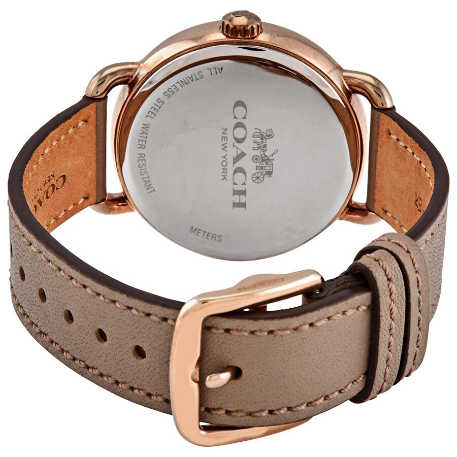 Coach Delancey watch caseback showing stainless steel back and brand engraving