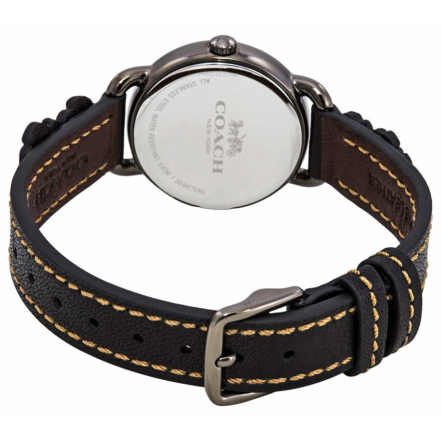 Coach Delancey watch caseback showing stainless steel back with Coach branding