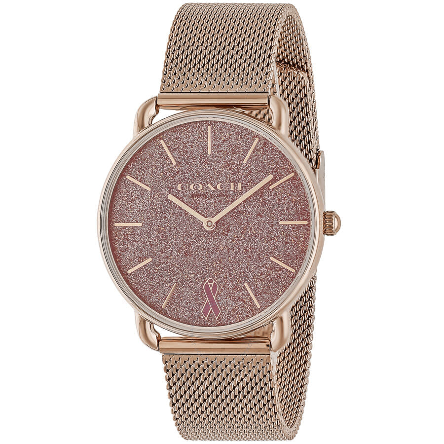 Coach Elliot rose gold quartz watch with sparkle dial and mesh strap