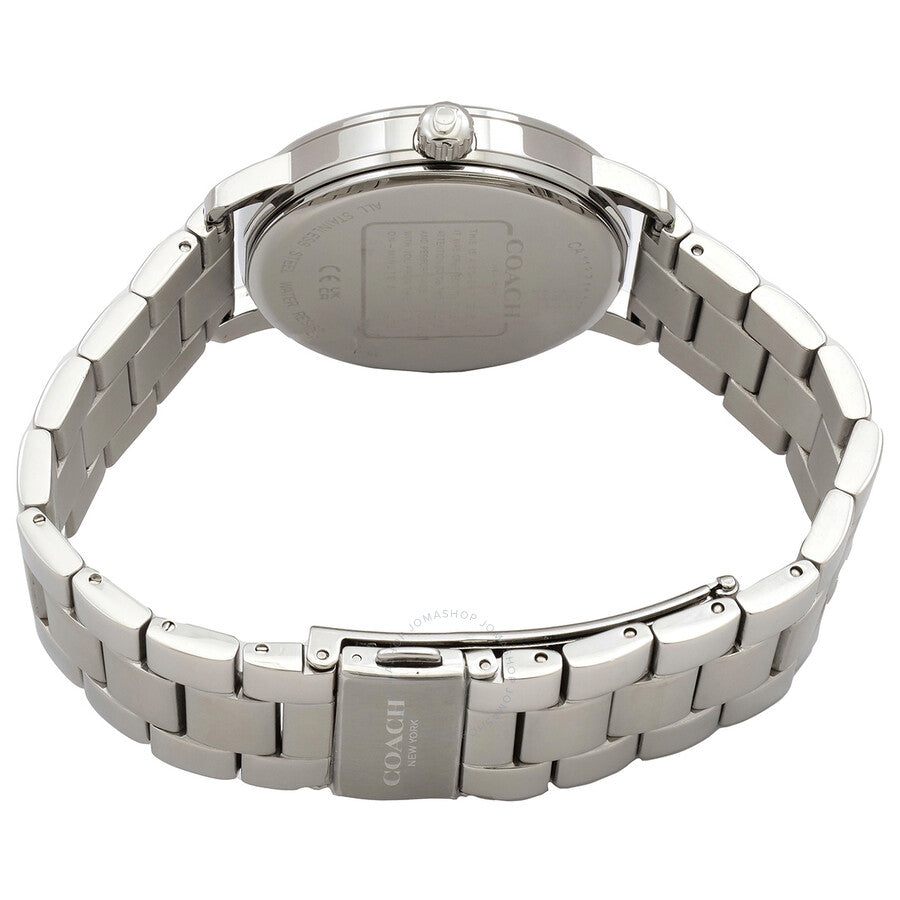Coach Grand watch caseback showing stainless steel bracelet and case construction