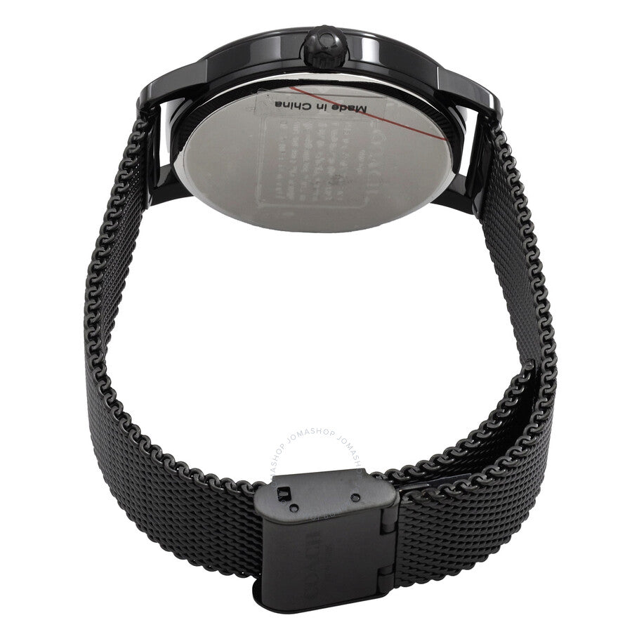 Coach Grand ladies watch caseback and black mesh strap with deployant clasp