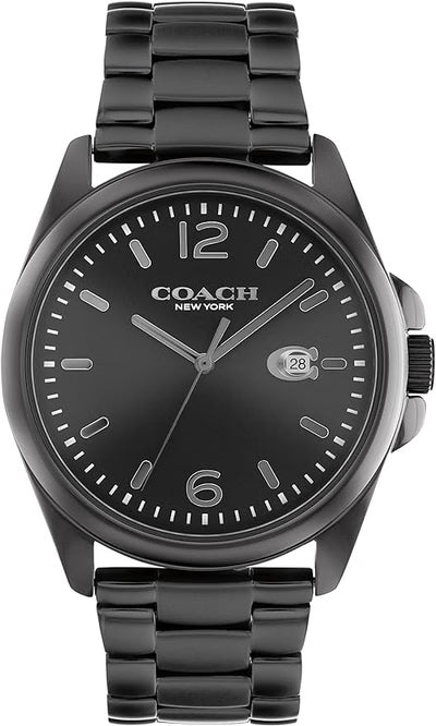 Coach Greyson black women's watch with black dial and stainless steel bracelet