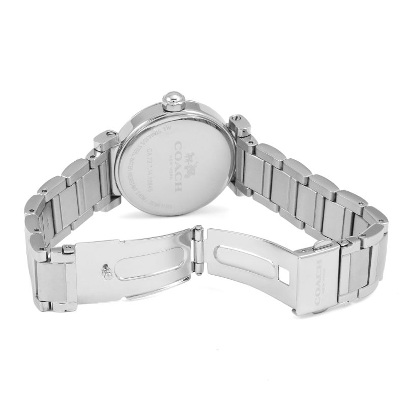 Coach Madison stainless steel link bracelet with deployment clasp detail