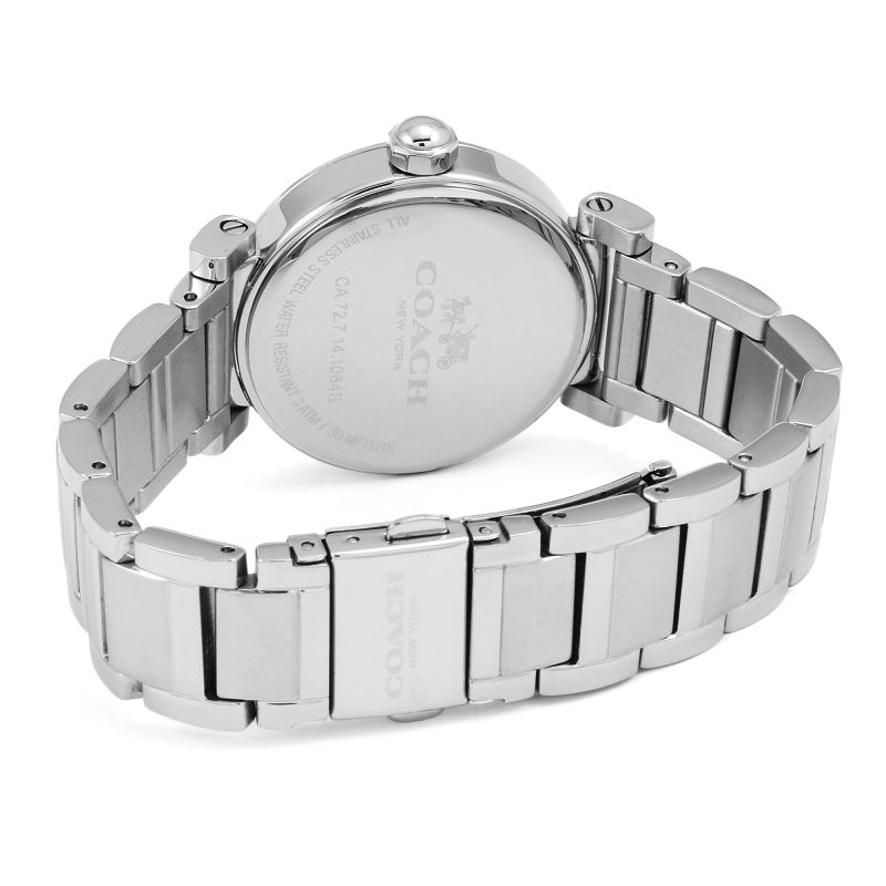 Coach Madison watch caseback with stainless steel bracelet extended