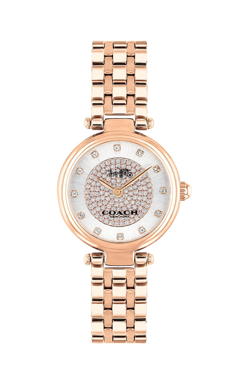 Coach Park Crystal rose gold women's watch with crystal-studded dial and rose gold bracelet