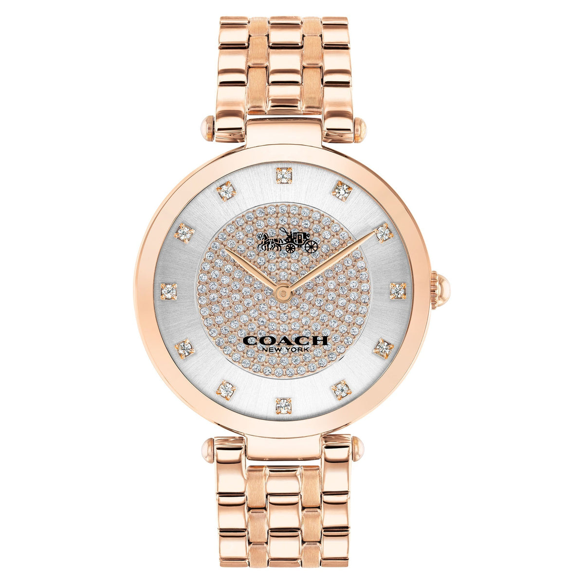 Coach Park Crystal Rose Gold women's watch with crystal dial and diamond hour markers