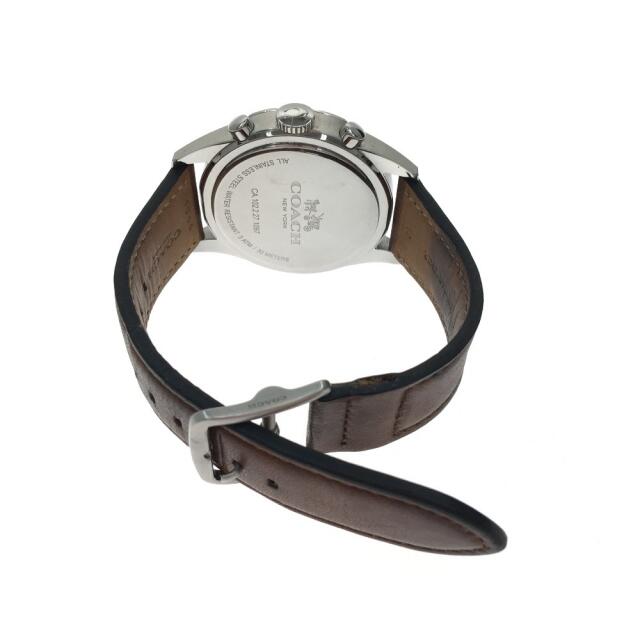 Coach Sullivan watch caseback showing stainless steel case back with brown leather strap