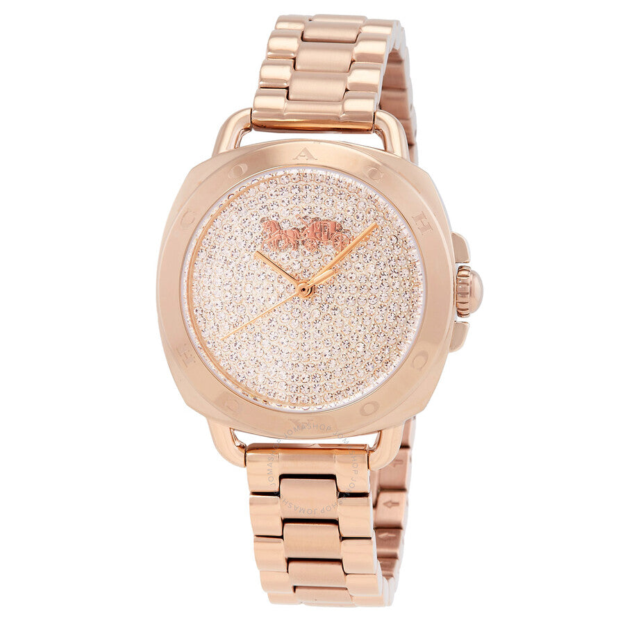 Coach Tatum rose gold quartz watch with glitter dial and rose gold bracelet