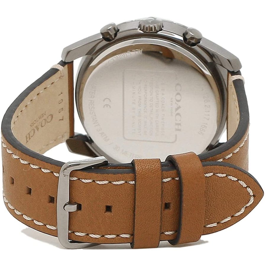 Coach Thompson watch caseback with engraved Coach branding and specifications
