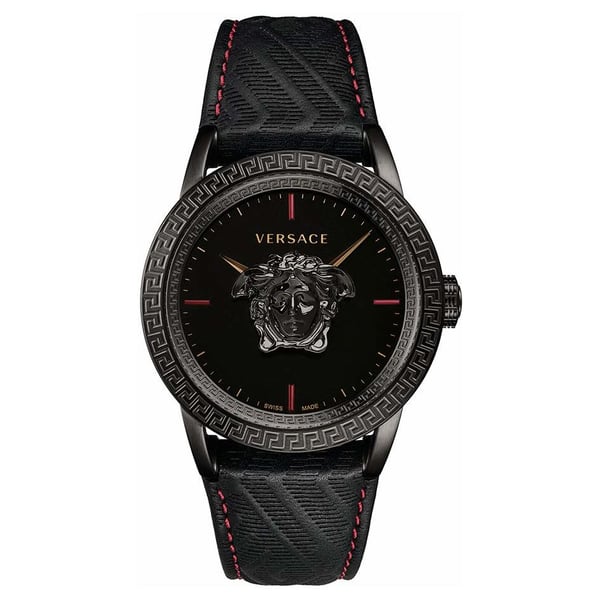 Versace Palazzo Empire Black Leather Black Steel 43mm Men's Watch - VERD00218