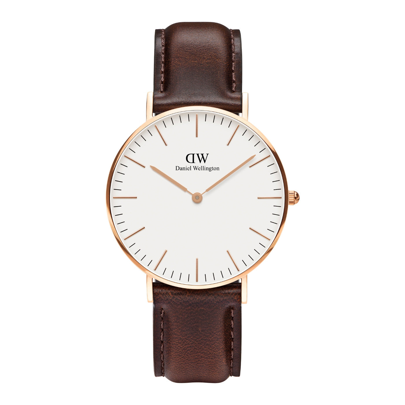 Daniel Wellington Classic Bristol 36mm White Dial Dark Brown Genuine Leather Gold Watch - DW00100039