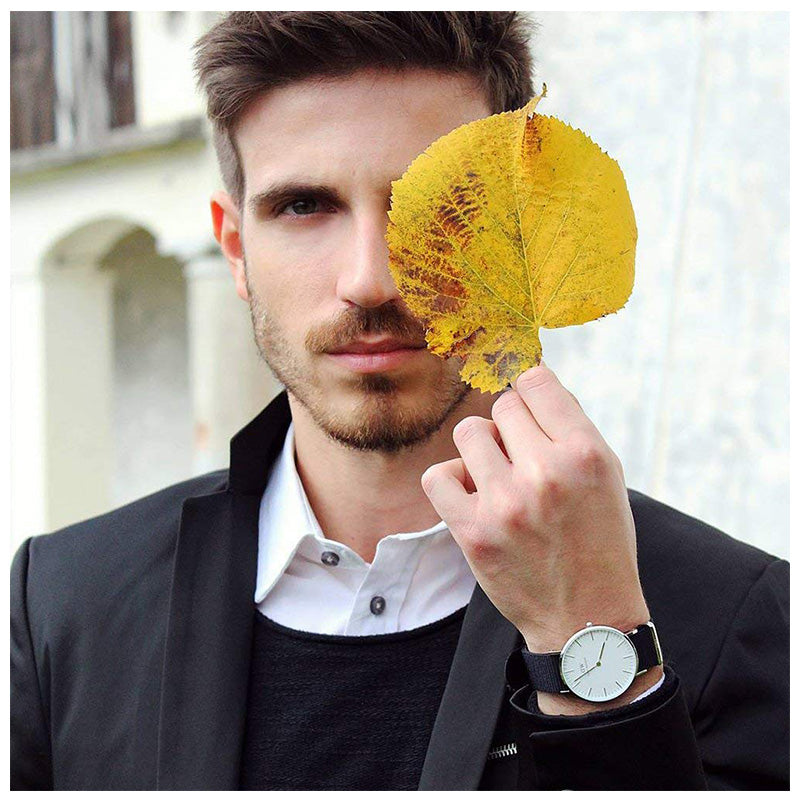 Daniel Wellington Classic Cornwall 36mm White Dial Black Nylon Strap Silver Watch - DW00100260