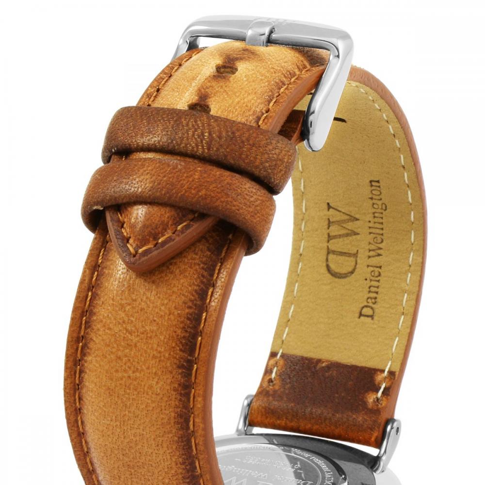 Daniel Wellington Durham 36mm Black Dial Brown Genuine Leather Silver Watch - DW00100144