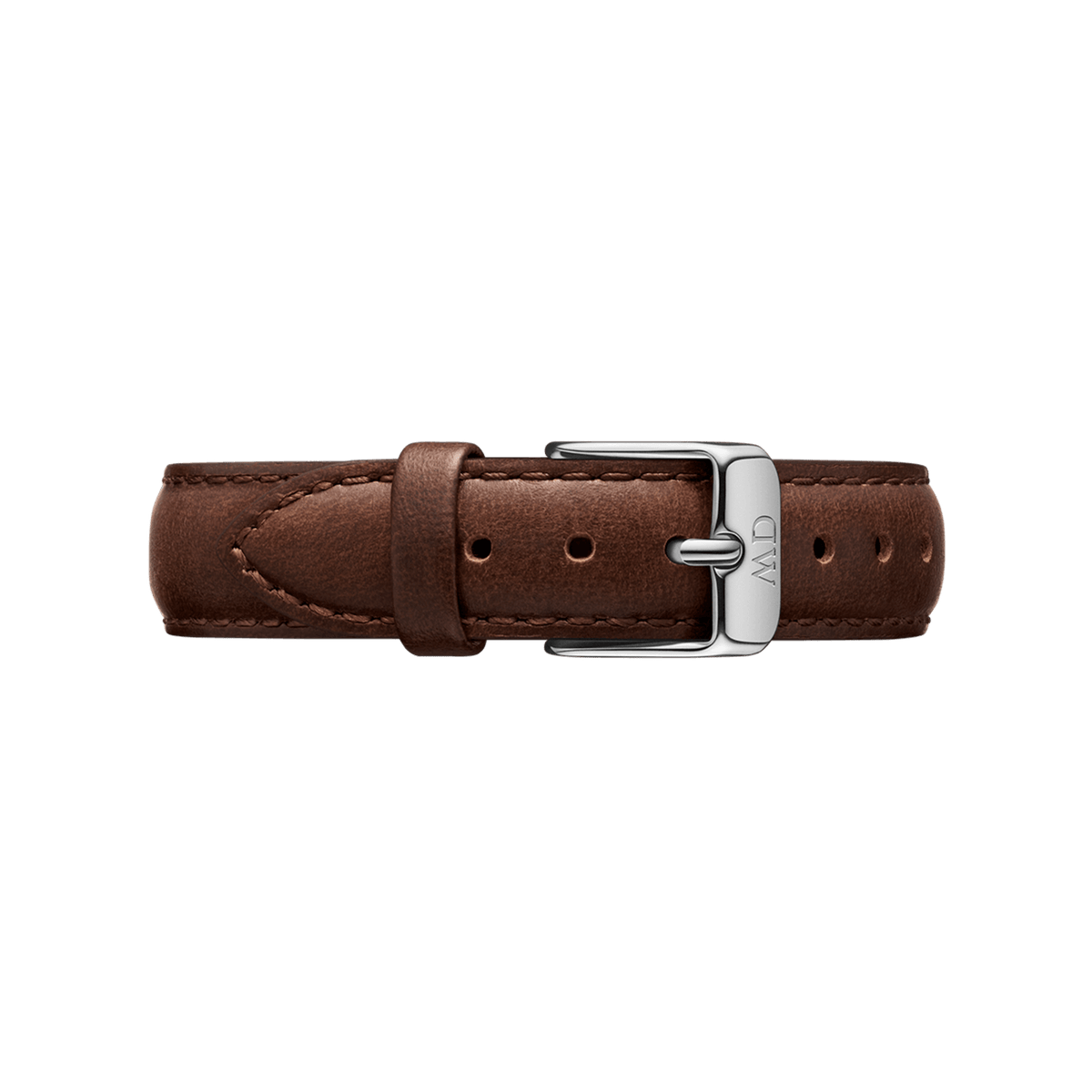 Brown leather strap with silver buckle for Daniel Wellington Petite Bristol