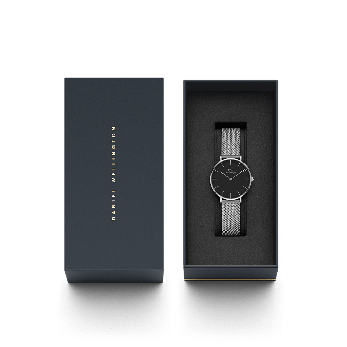 Product packaging with Daniel Wellington box and watch inside