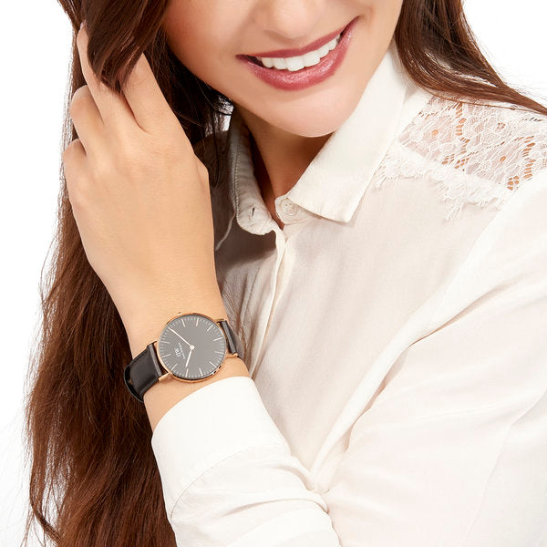 Daniel Wellington Sheffield 36mm Black Dial Gold Watch - DW00100139