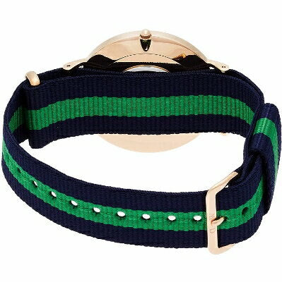 Daniel Wellington Warwick 40mm White Dial Blue & Green Nato Strap Men's Gold Watch - DW00100005