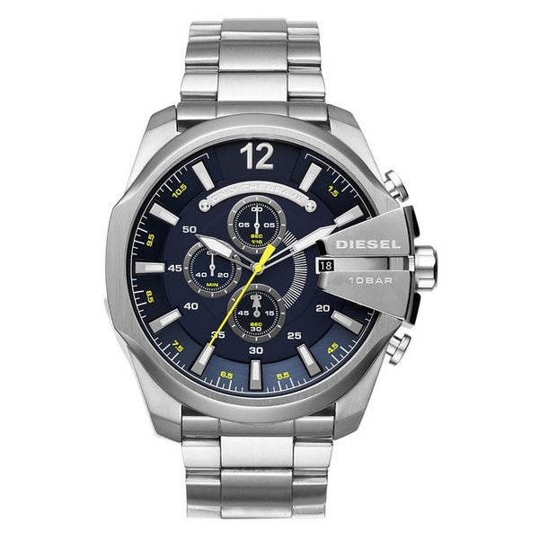Diesel Mega Chief men's watch DZ4465 with blue dial and stainless steel bracelet