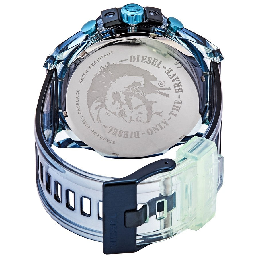 Diesel Mega Chief DZ4487 caseback with engraved Diesel lion logo