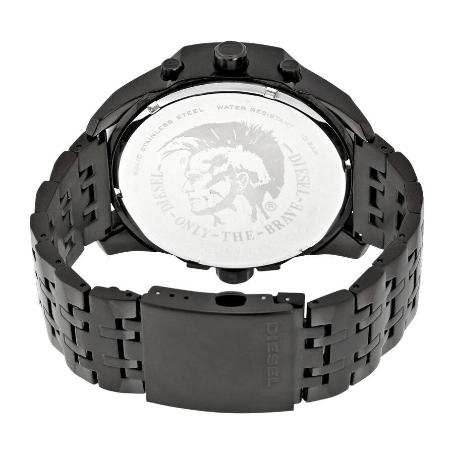Diesel Uber Chief watch case back showing engraved bull logo and water resistance marking