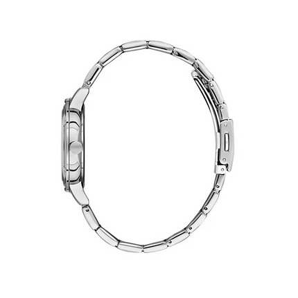 Side view of Daniel Klein DK.1.13498-2 two-tone stainless steel bracelet with alternating gold and silver links