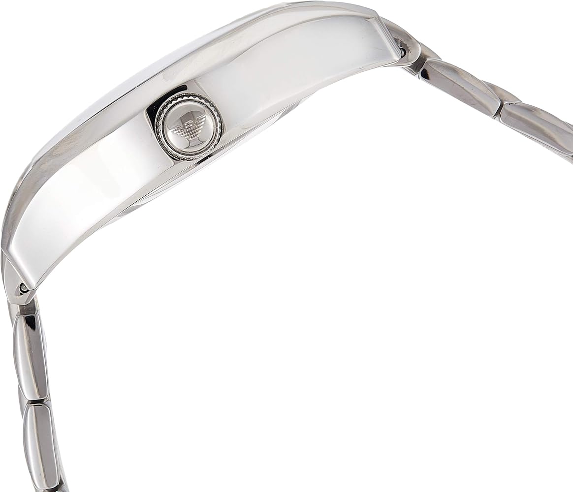 Emporio Armani AR0647 side profile showing thin case and steel bracelet detail