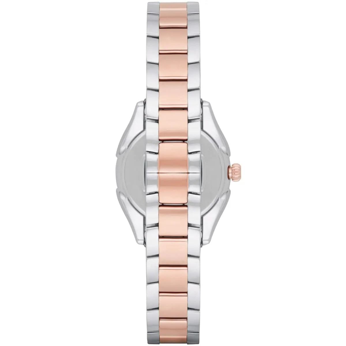 AR11029 watch caseback view displaying two-tone stainless steel bracelet and clasp