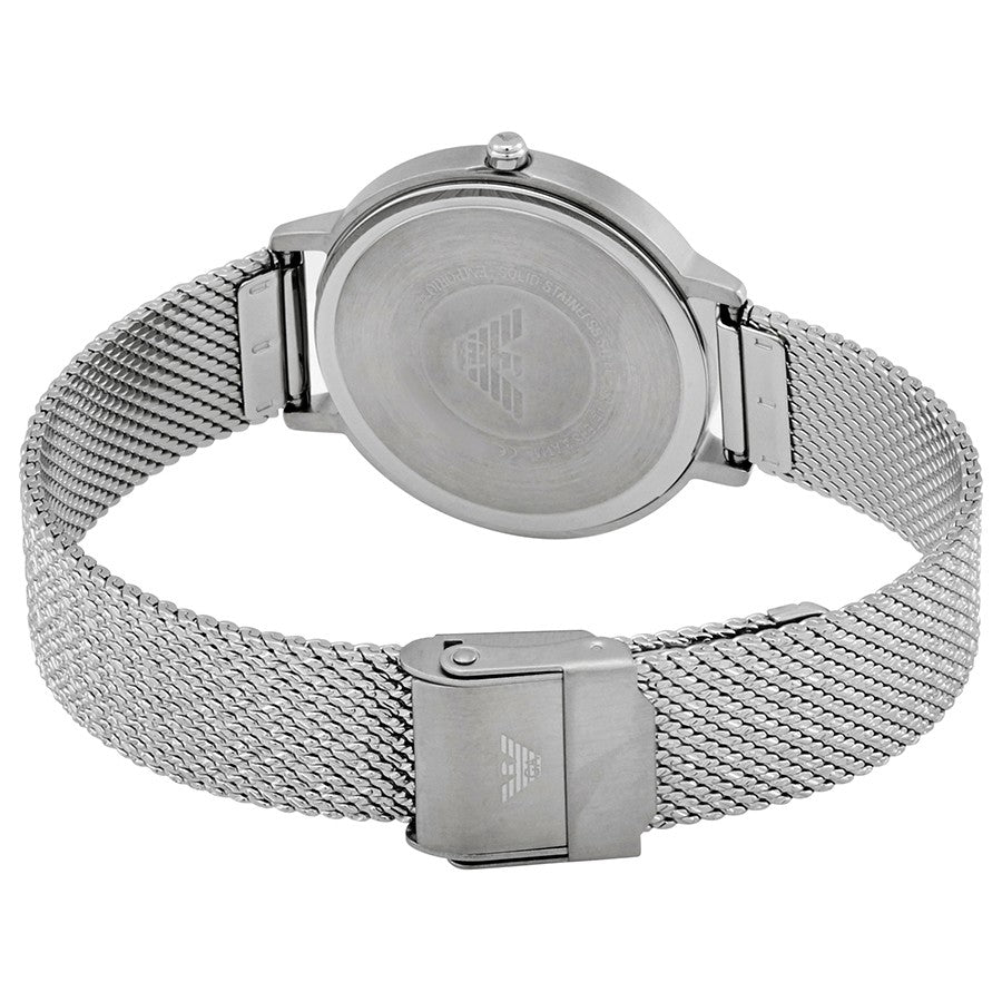 Back view of Emporio Armani AR11128 showing case back with brand engraving