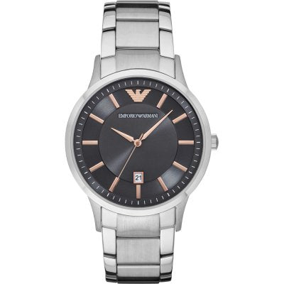Emporio Armani AR11179 stainless steel watch with black dial and rose gold accents