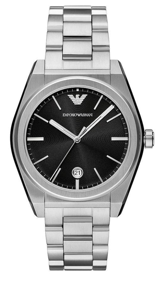 Emporio Armani AR11622 men's watch with three-hand black dial and stainless steel bracelet