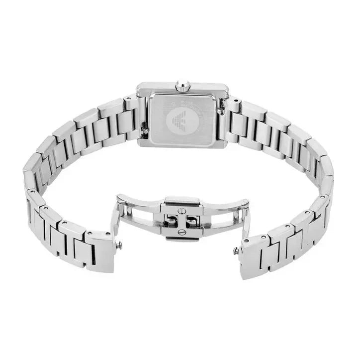 Caseback view of Emporio Armani AR11662 showing stainless steel construction