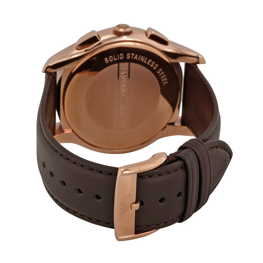 Emporio Armani AR1701 solid stainless steel caseback with brown leather strap