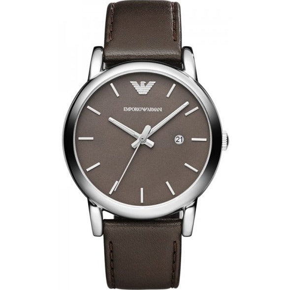 Emporio Armani AR1729 men's watch with brown dial and brown leather strap