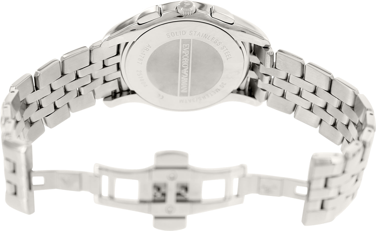 Emporio Armani AR1781 silver stainless steel T-bar bracelet strap detail