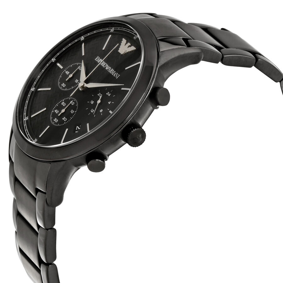 Side angle view of Emporio Armani AR2485 chronograph watch showing profile and bracelet