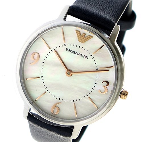 Angled view of Emporio Armani AR2509 showing dial face with rose gold accents and eagle logo on blue leather band