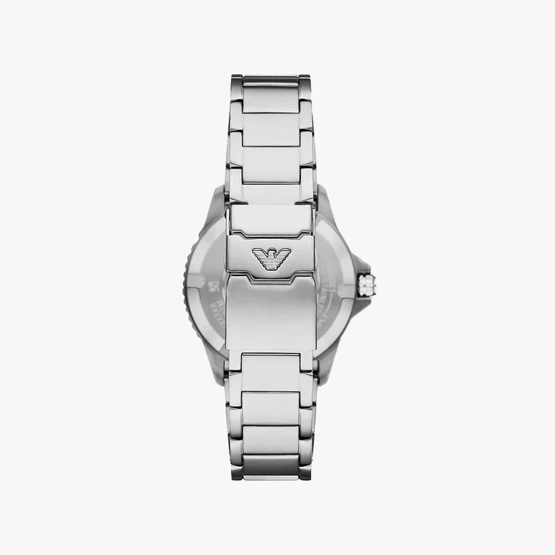 Caseback of Emporio Armani AR80072 with stainless steel bracelet strap